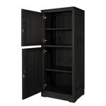 Highboard Casares Geriffelt Pinie Massiv - Schwarz - 2 Türen - Türanschlag links - Ohne