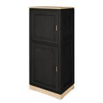 Highboard Casares Glatt Pinie Massiv - Schwarz / Pinie Creme - 2 Türen - Türanschlag links - Ohne