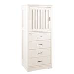 Highboard Casares geribbeld massief pijnboomhout - Pijnboomhout wit - 1 deur - Scharnieren links - 4