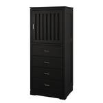 Highboard Casares Geriffelt Pinie Massiv - Schwarz - 1 Tür - Türanschlag rechts - 4