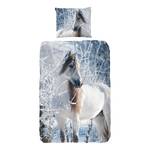 Biber-Bettwäsche White Horse Baumwolle - Mehrfarbig - 140 x 200/220 cm + Kissen 70 x 60 cm