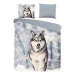 Biber-Bettwäsche Husky Baumwolle - Grau - 140 x 200/220 cm + Kissen 70 x 60 cm