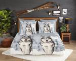 Parure en flanelle de coton Husky Coton - Gris - 135 x 200 cm + oreiller 80 x 80 cm