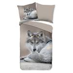 Parure de lit en microfibre Wolf Microfibre - Taupe - 135 x 200 cm + oreiller 80 x 80 cm