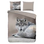 Microvezel beddengoed Wolf microvezel - taupe - 200x200cm + 2 kussen 70x60cm