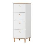 Buffet Hilda - Largeur 40 cm Imitation chêne artisan / Blanc mat - Hauteur : 116 cm