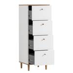 Buffet Hilda - Largeur 40 cm Imitation chêne artisan / Blanc mat - Hauteur : 116 cm