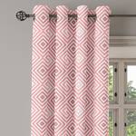 Rideaux à œillets Geometrisch - Lot de 2 Polyester - Blanc / Rose - Hauteur : 245 cm