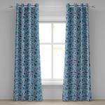 Rideaux à œillets Flower Ten - Lot de 2 Polyester - Bleu clair / Bleu foncé - Hauteur : 245 cm