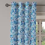 Gordijn met ringen Flower Tendrils 2 stk polyester - lichtblauw/donkerblauw - Hoogte: 245 cm