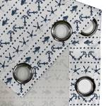 Gordijn met ringen Marine set van 2 polyester - wit/donkerblauw - Hoogte: 245 cm