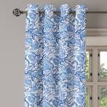 Gordijn met ringen Paisley set van 2 polyester - blauw/wit - Hoogte: 225 cm