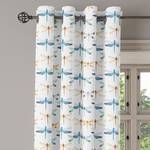 Gordijn met ringen Dragonfly set van 2 polyester - blauw/geel - Hoogte: 245 cm