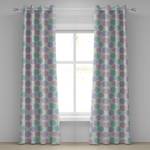 Rideaux Pastellblumen - Lot de 2 Polyester - Lavande / Bleu pastel - Hauteur : 245 cm