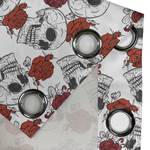 Rideaux à œillets Skull Rose - Lot de 2 Polyester - Gris foncé / Rouge - Hauteur : 245 cm