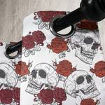 Gordijn met ringen Skull Rose set van 2 polyester - donkergrijs/rood - Hoogte: 245 cm