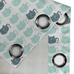 Gordijn met ringen Elephant set van 2 polyester - turquoise/wit - Hoogte: 245 cm