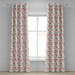 Gordijn Landhuis Bloemen set van 2 polyester - wit/rood - Hoogte: 245 cm