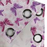 Gordijn met ringen Butterfly set van 2 polyester - roze/beskleurig - Hoogte: 245 cm