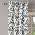 Gordijn met ringen Abstract set van 2 polyester - wit/grijs - Hoogte: 260 cm