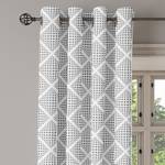 Gordijn met ringen Visual Squares 2 stuk polyester - wit/grijs - Hoogte: 260 cm