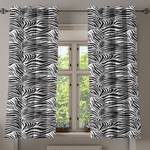 Gordijn met ringen Zebra set van 2 polyester - zwart/wit - Hoogte: 175 cm