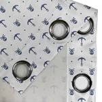 Gordijn met ringen Anchor set van 2 polyester - wit/blauw - Hoogte: 175 cm