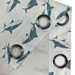 Rideaux à œillets Shark - Lot de 2 Polyester - Bleu-gris - Hauteur : 175 cm