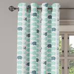 Rideaux à œillets Elephant - Lot de 2 Polyester - Turquoise / Blanc - Hauteur : 175 cm