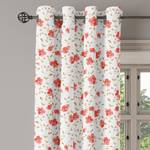 Rideaux à œillets Landhaus - Lot de 2 Polyester - Blanc / Rouge - Hauteur : 175 cm