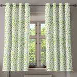 Rideaux à œillets Leaves - Lot de 2 Polyester - Blanc / Vert - Hauteur : 175 cm