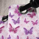 Gordijn met ringen Butterfly set van 2 polyester - roze/beskleurig - Hoogte: 175 cm