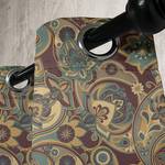 Gordijn m. ringen Paisley Tendrils 2 stk polyester - bruin/turquoise - Hoogte: 175 cm