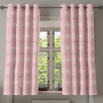 Rideaux à œillets Geometrisch - Lot de 2 Polyester - Blanc / Rose - Hauteur : 175 cm