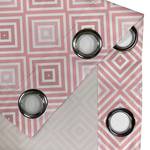 Gordijn met ringen Geometrisch set van 2 polyester - wit/roze - Hoogte: 175 cm