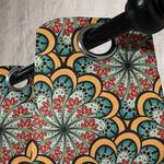 Gordijn met ringen Mandala Flowers 2 stk polyester - rood/groen/geel - Hoogte: 175 cm