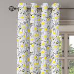 Gordijn met ringen Daisy Flowers 2 stuk polyester - grijs/geel - Hoogte: 225 cm