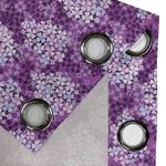 Gordijn met ringen Flowers set van 2 polyester - paars - Hoogte: 225 cm