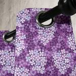 Gordijn met ringen Flowers set van 2 polyester - paars - Hoogte: 225 cm