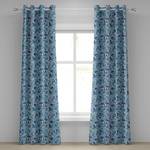 Rideaux à œillets Flower Ten - Lot de 2 Polyester - Bleu clair / Bleu foncé - Hauteur : 225 cm