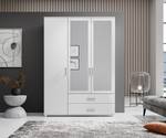 Armoire à portes battantes Insull Blanc - Largeur : 125 cm - 2 miroir