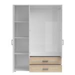 Armoire à portes battantes Insull Blanc / Imitation chêne de Sonoma - Largeur : 125 cm - 2 miroir