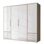 Armoire à portes battantes Snokomo Blanc brillant / Imitation chêne de Sonoma - Largeur : 206 cm