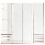 Armoire à portes battantes Snokomo Blanc brillant / Imitation chêne de Sonoma - Largeur : 206 cm