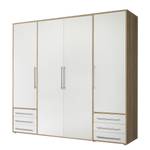 Armoire à portes battantes Snokomo Blanc / Imitation chêne de Sonoma - Largeur : 206 cm