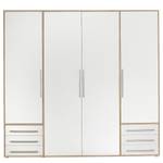 Armoire à portes battantes Snokomo Blanc / Imitation chêne de Sonoma - Largeur : 206 cm