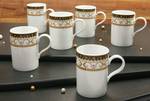 Tasses à café Majestosa - Lot de 6 Porcelaine - Noir / Doré