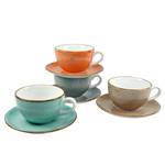 Tasses à cappuccino Vintage Nature Porcelaine - Multicolore - 8 éléments