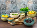 Kom Nature Collection set van 4 aardewerk - Groen/blauw - Diameter: 175 cm