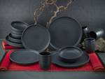 Servizio da tavola Lava Stone Grès - Nero - Set da 16 pezzi